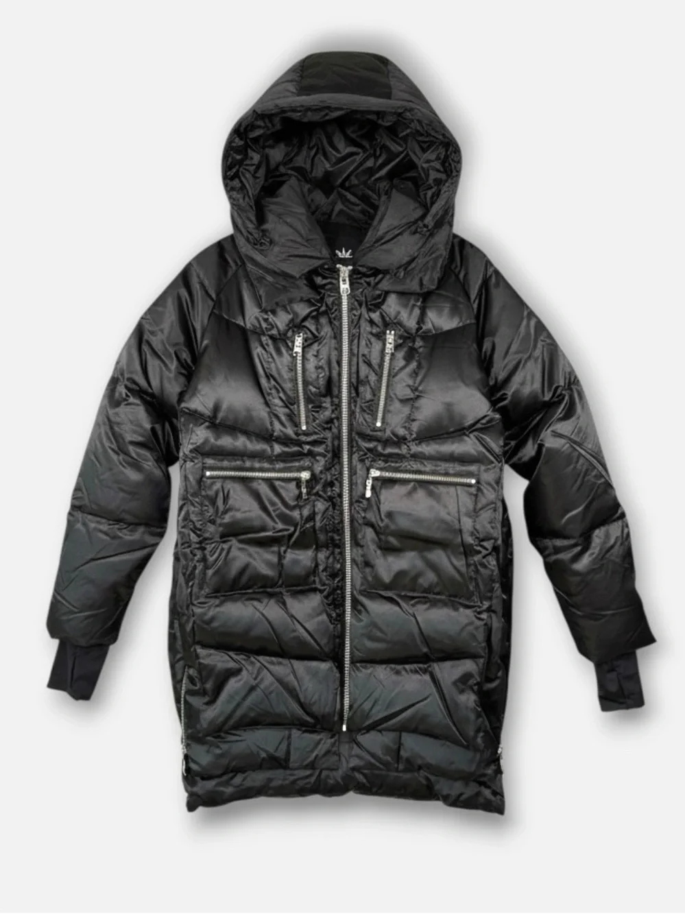 OROLAY‎ Thickened Down Coat XS Black Puffer Hooded Utility Jacket Outdoor Casual